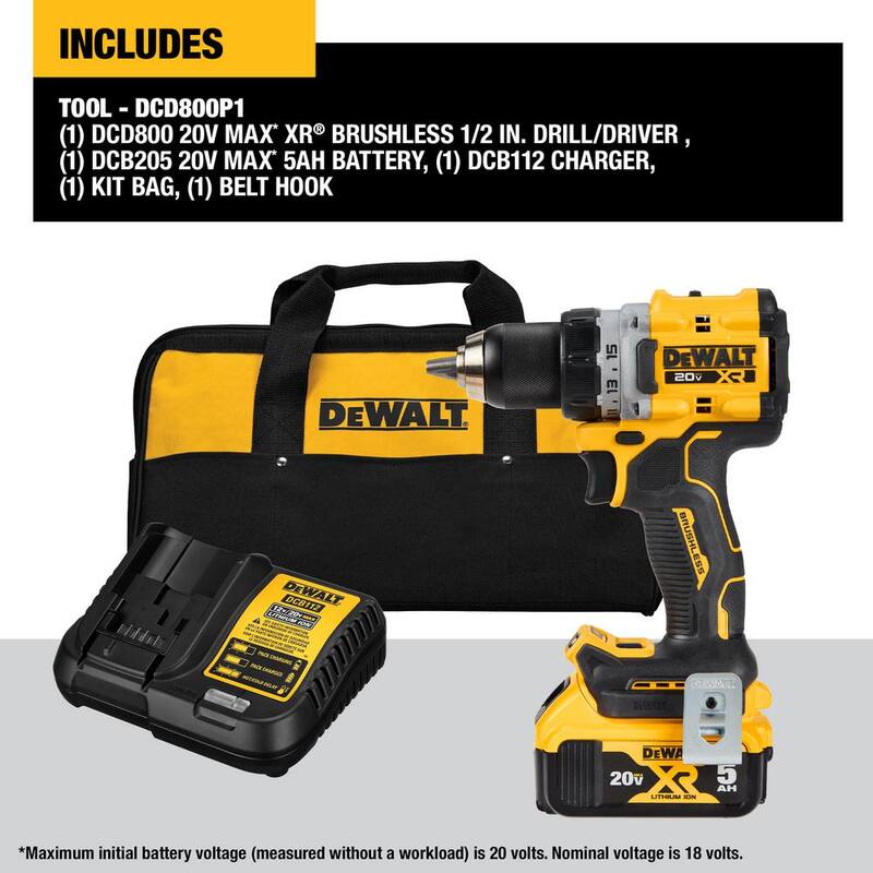 DEWALT 20V MAX XR Kit de Taladro/Atornillador inalámbrico compacto de 1/2 pulgadas con batería de iones de litio y Herramienta Multifuncional Oscilante inalámbrica sin escobillas ATÓMICA - DCD800P1WDCS354