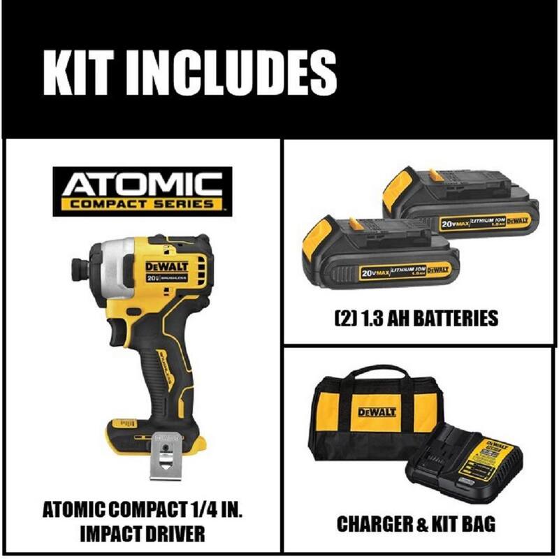 DEWALT ATOMIC 20V MAX Juego de destornillador de impacto sin escobillas compacto de 1/4 de pulgada y sierra circular de 20V 6-1/2 pulgadas - DCF809C2W391