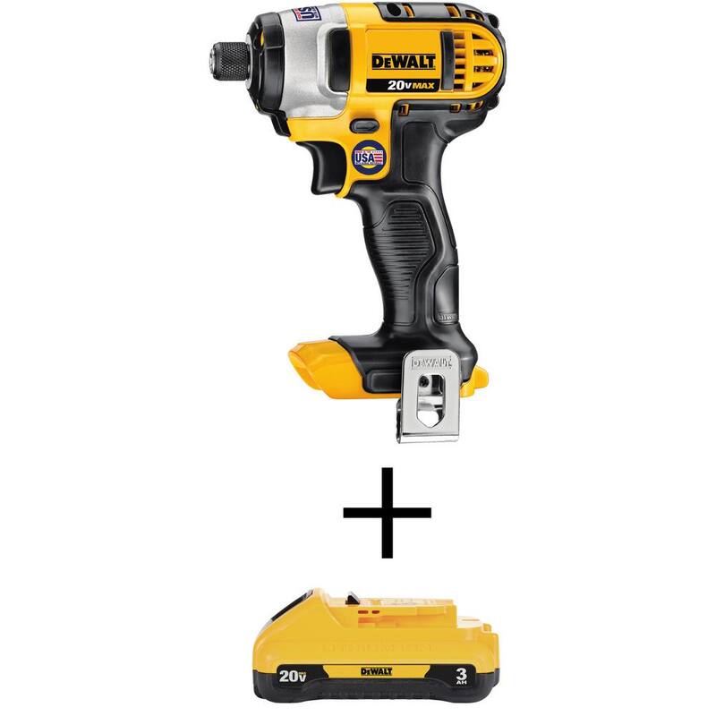 DEWALT 20V MAX Llave de Impacto inalámbrica de 1/4 de pulgada con batería compacta de iones de litio de 3.0 Ah - DCF885BWDCB230