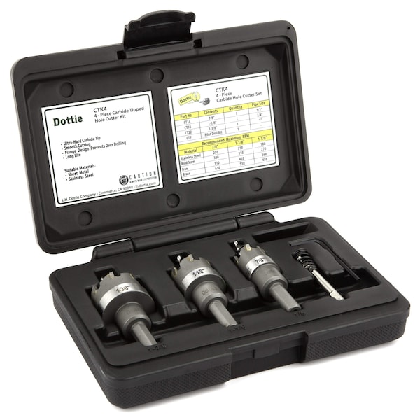 Dottie L.H. Dottie 4-Piece Carbide Hole Cutter Kit - CTK4