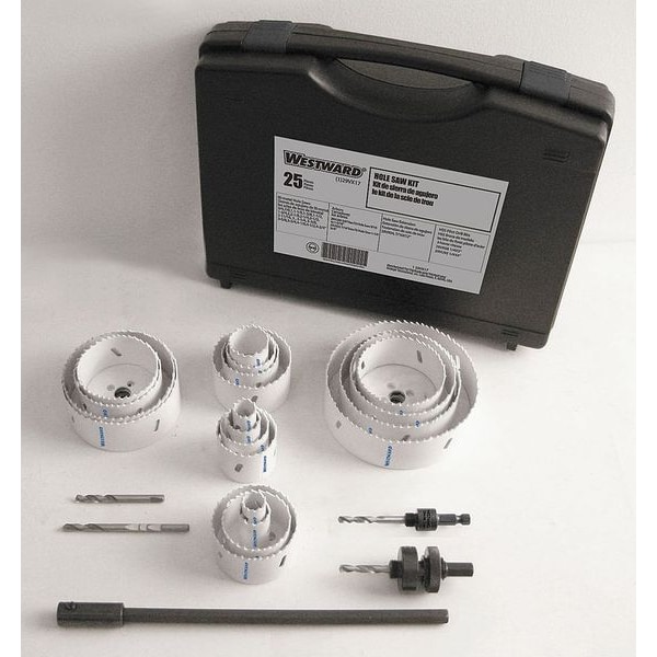 Westward Bi-Metal Hole Saw Kit, 25 pcs. - 29VX17