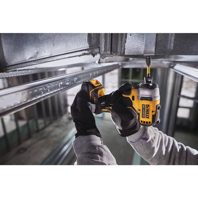 DEWALT ATOMIC 20V MAX Taladro de Impacto Inalámbrico Compacto sin Escobillas de 1/4 de pulgada, (2) Baterías de 20V 1.3Ah y (2) Baterías de 20V 2.0Ah - DCF809C2W203-2.