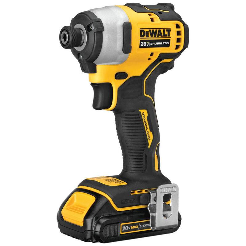 DEWALT ATOMIC 20V MAX Taladro de Impacto Inalámbrico Compacto sin Escobillas de 1/4 de pulgada, (2) Baterías de 20V 1.3Ah y (2) Baterías de 20V 2.0Ah - DCF809C2W203-2.