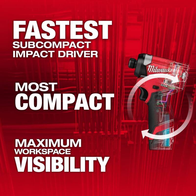 Kit de destornillador de impacto inalámbrico Milwaukee M12 FUEL de 12 volts con tecnología de motor sin escobillas de 1/4 de pulgada e incluye un set de 50 puntas SHOCKWAVE - 3453-22-48-32-4024
