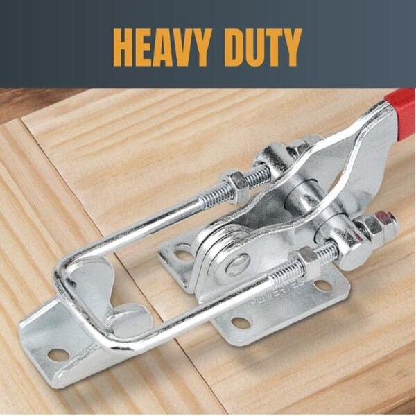 Powertec Toggle Clamp, 1000 lbs Cap., 334 Adj. 90 Degree Vertical U Bolt Latch, Antislip Hand Grip - 20309N