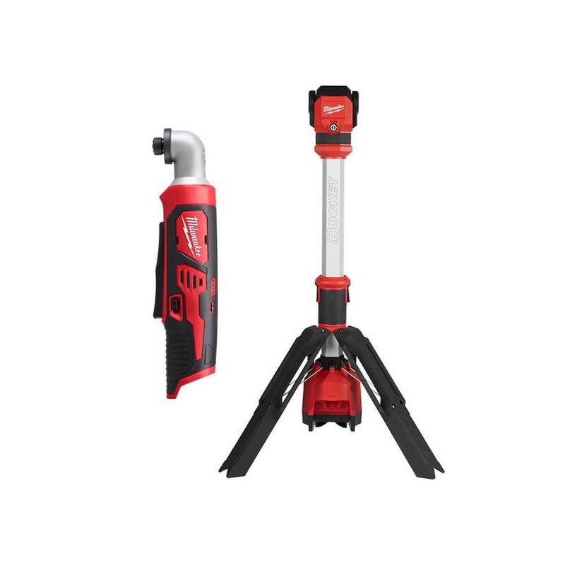 Milwaukee M12 12V Lithium-Ion Inalámbrico de 1/4 de pulgada Impacto Angulado Derecho con Hexágono con Luz de Trabajo LED ROCKET de 1400 lúmenes - 2467-20-2132-20