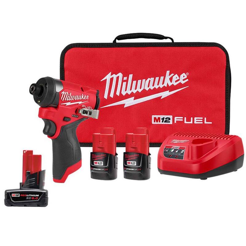 Juego de destornillador de impacto inalámbrico Milwaukee M12 FUEL de 12 voltios con batería de ion de litio de 6.0Ah M12 - 3453-22-48-11-2460