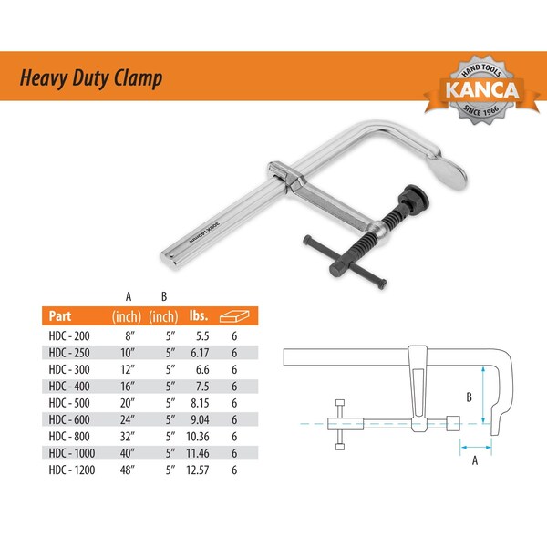 Kanca Heavy Duty F Clamp 1000 mm - HDC-1000