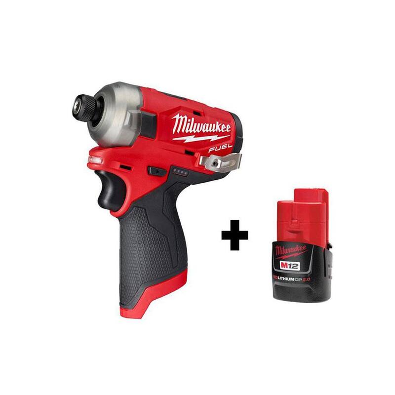 Milwaukee M12 FUEL SURGE 12-Volt 1/4 in. Lithium-Ion Brushless Cordless Hex Impact Driver con batería M12 2.0Ah - 2551-20-48-11-2420