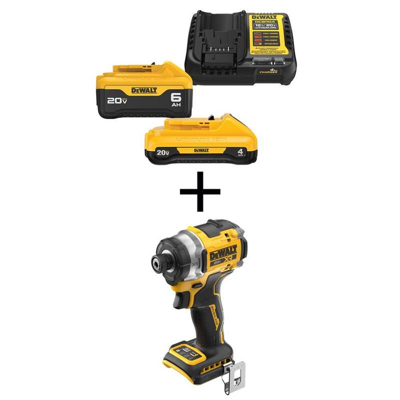 Llave de impacto inalámbrica DEWALT 20V Max XR de iones de litio con kit inicial de 6.0 Ah y 4.0 Ah - DCF860BWCB2460C