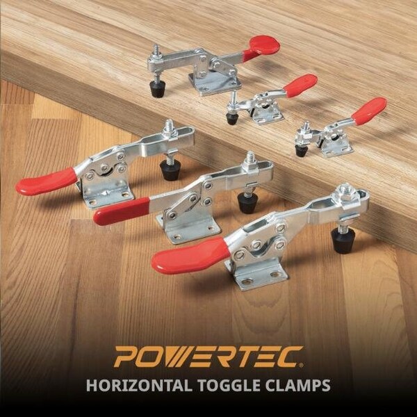 Powertec Toggle Clamp, 500 lbs Cap, 225D Quick Release Horizontal Clamps, Antislip Rubber Pressure Tip, 10PK - 20331N