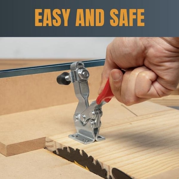 Powertec Toggle Clamp, 500 lbs Cap, 225D Quick Release Horizontal Clamps, Antislip Rubber Pressure Tip, 10PK - 20331N