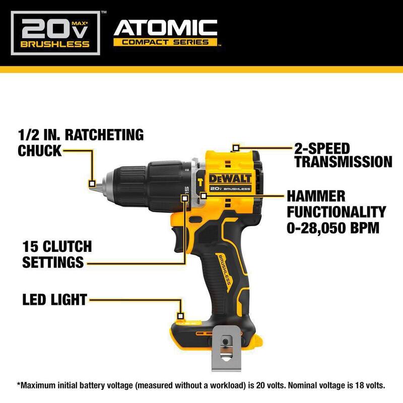 DEWALT ATOMIC 20V MAX Kit de Destornillador de Impacto Compacto Inalámbrico con Batería de Iones de Litio de 1/4 de pulgada y Destornillador de Impacto de 1/4 de pulgada con Batería de 2Ah - DCF809D1WCF809B