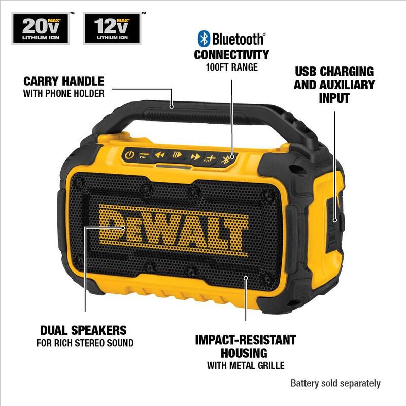 Kit de destornillador de impacto sin escobillas DEWALT ATOMIC 20V MAX de 1/4 pulgadas, inalámbrico de iones de litio, con altavoz Bluetooth y batería de 5Ah y cargador - DCF850P1WDCR010