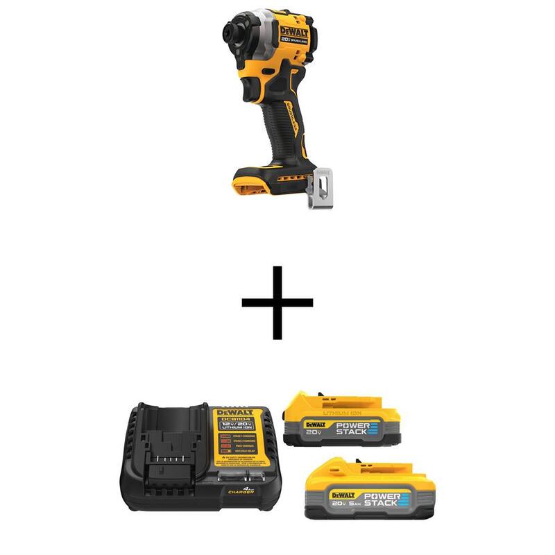 DEWALT ATÓMICO 20-Volt MAX Inalámbrico de Iones de Litio con Motor sin Escobillas Compacto de 1/4 de pulgada con baterías de 5Ah y 1.7Ah y cargador - DCF850BWP315-2C