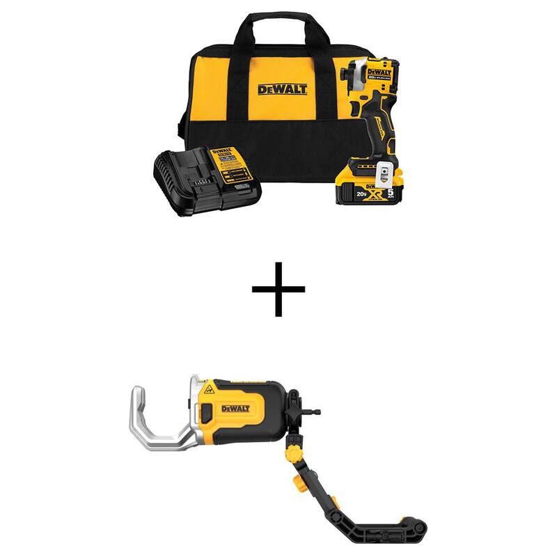 DEWALT ATOMIC 20V MAX Juego de atornillador de impacto sin escobillas de 1/4 de pulgada y cortador de tubos PVC/PEX con batería de 5Ah - DCF850P1WAPVCIR