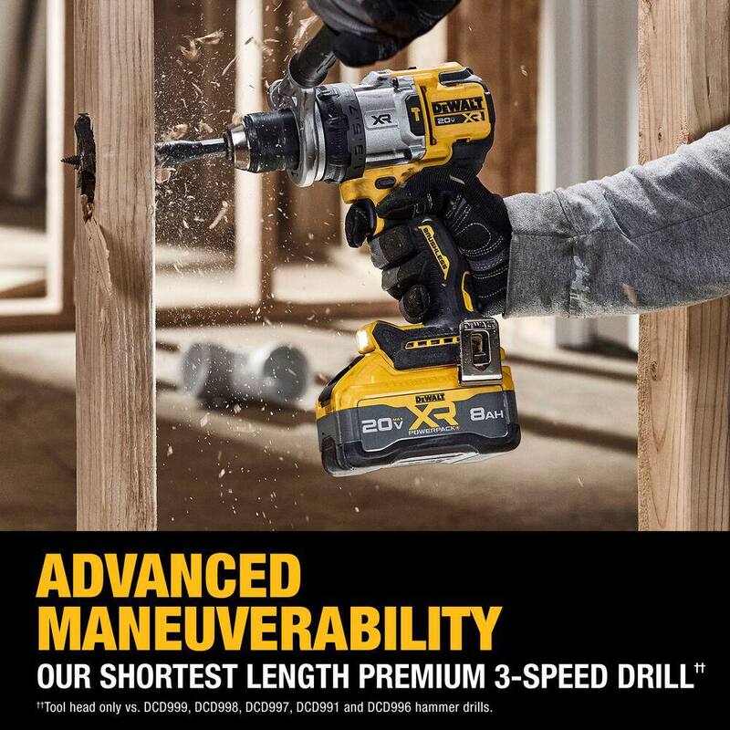 Kit de taladro percutor inalámbrico DEWALT 20V XR de ion de litio con (2) baterías de 8.0 Ah, cargador y bolsa de kit - DCD1007WW1W2108