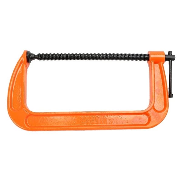 Pony Classic C-Clamp, 1000 lb Clamping, 8 in Max Opening Size, 4 in D Throat, Ductile Iron Body, Orange Body - 2680