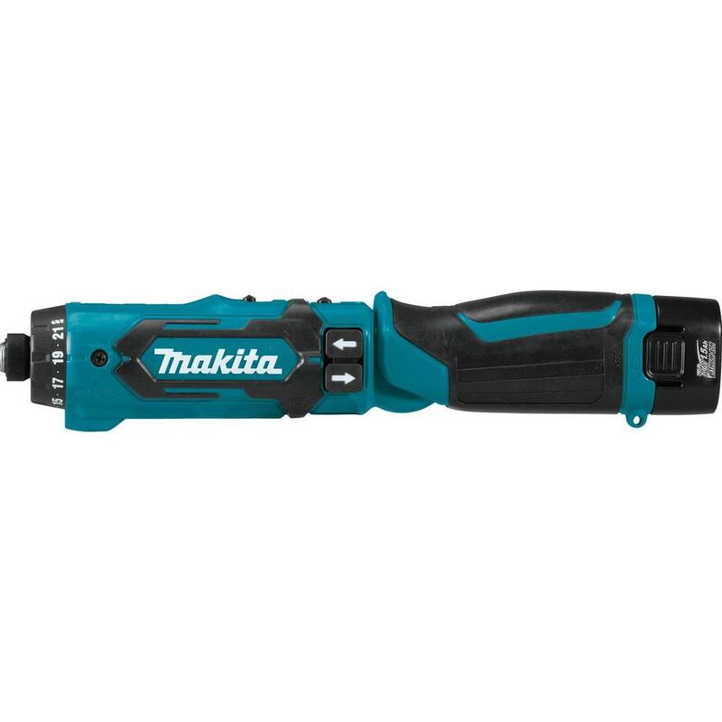 Kit de Taladro Destornillador Inalámbrico de 1/4 de Pulgada con Embrague de Parada Automática de Iones de Litio de 7.2V Makita - DF012DSE