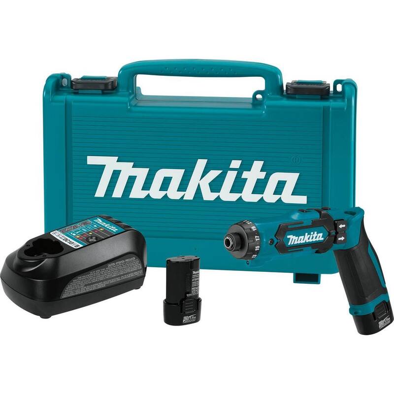 Kit de Taladro Destornillador Inalámbrico de 1/4 de Pulgada con Embrague de Parada Automática de Iones de Litio de 7.2V Makita - DF012DSE