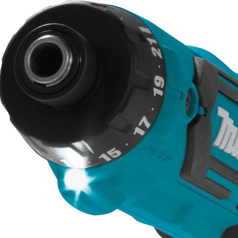 Kit de Taladro Destornillador Inalámbrico de 1/4 de Pulgada con Embrague de Parada Automática de Iones de Litio de 7.2V Makita - DF012DSE
