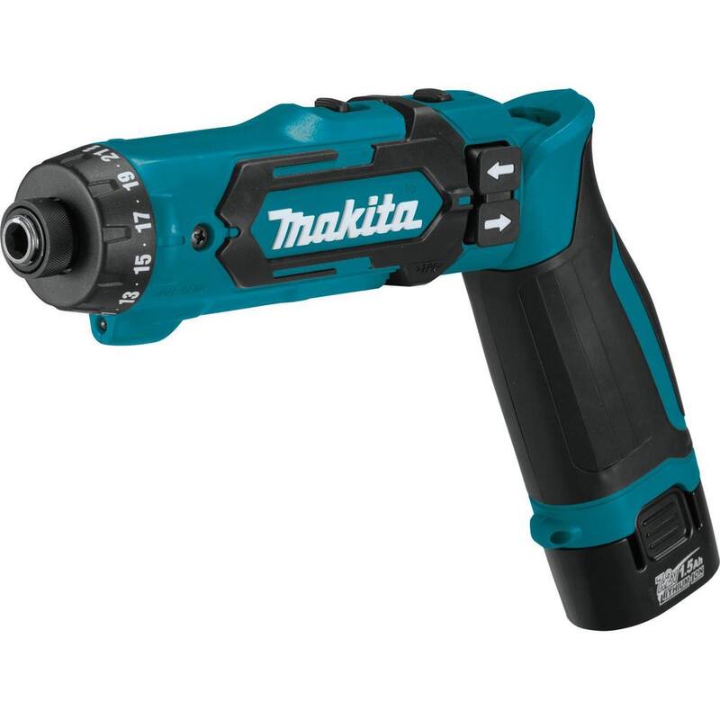 Kit de Taladro Destornillador Inalámbrico de 1/4 de Pulgada con Embrague de Parada Automática de Iones de Litio de 7.2V Makita - DF012DSE