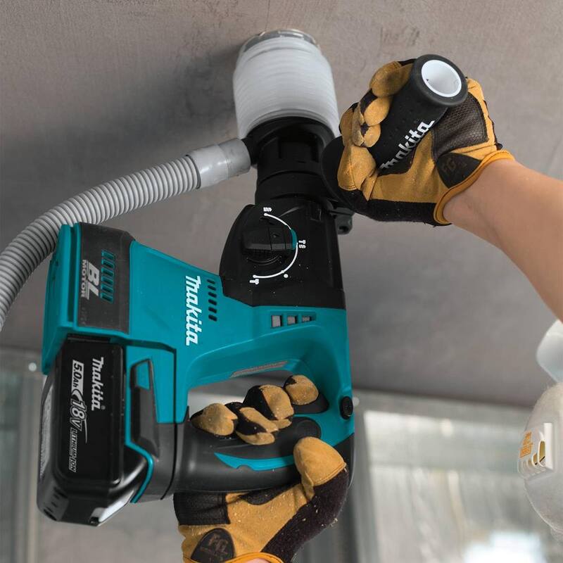 Martillo rotativo inalámbrico de 18V LXT de ion de litio de 1 pulgada sin escobillas SDS-Plus para concreto/mampostería de Makita con (2) baterías 5.0Ah - XRH01T