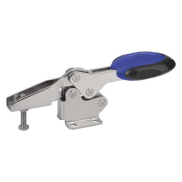 Kipp Toggle Clamp Horizontal With Safety Lock, Foot Horiz. F1=2000, Clamping Spindle M08X45, Blue - K0660.108101