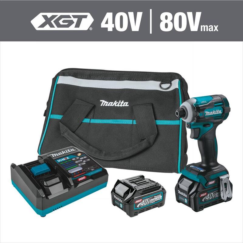 Juego de destornillador de impacto sin escobillas Makita 40V Max XGT de 4 velocidades inalámbrico, 2.5Ah - GDT01D