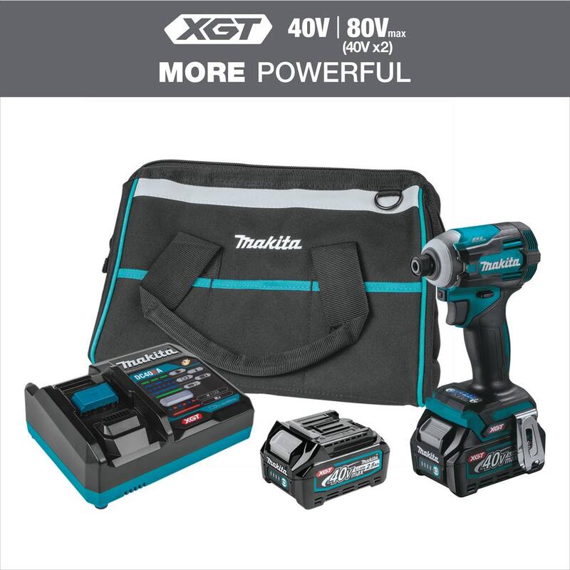 Juego de destornillador de impacto sin escobillas Makita 40V Max XGT de 4 velocidades inalámbrico, 2.5Ah - GDT01D