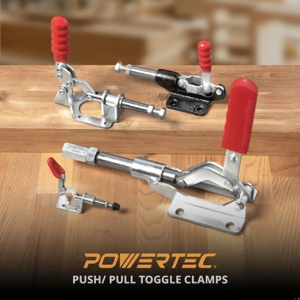 Powertec Toggle Clamp, 1980 lbs Cap., 40344 Adj. 90 Degree Vertical U Bolt Latch, Antislip Hand Grip - 20324N