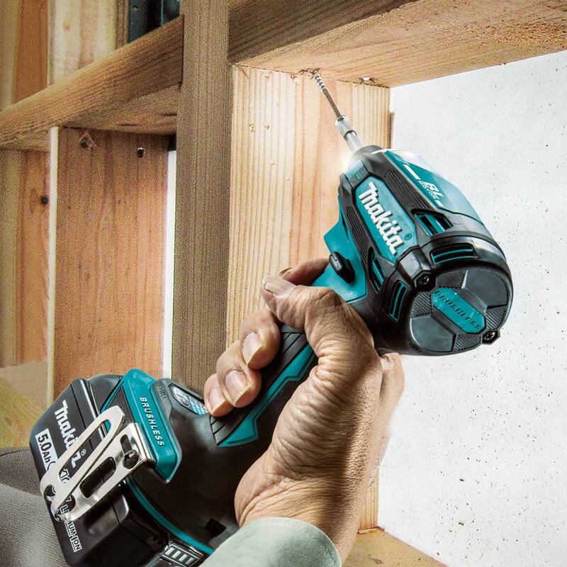 Kit de destornillador de impacto inalámbrico Makita 18V LXT de ion de litio sin escobillas con modo de cambio rápido de 4 velocidades, 5.0Ah - XDT19T