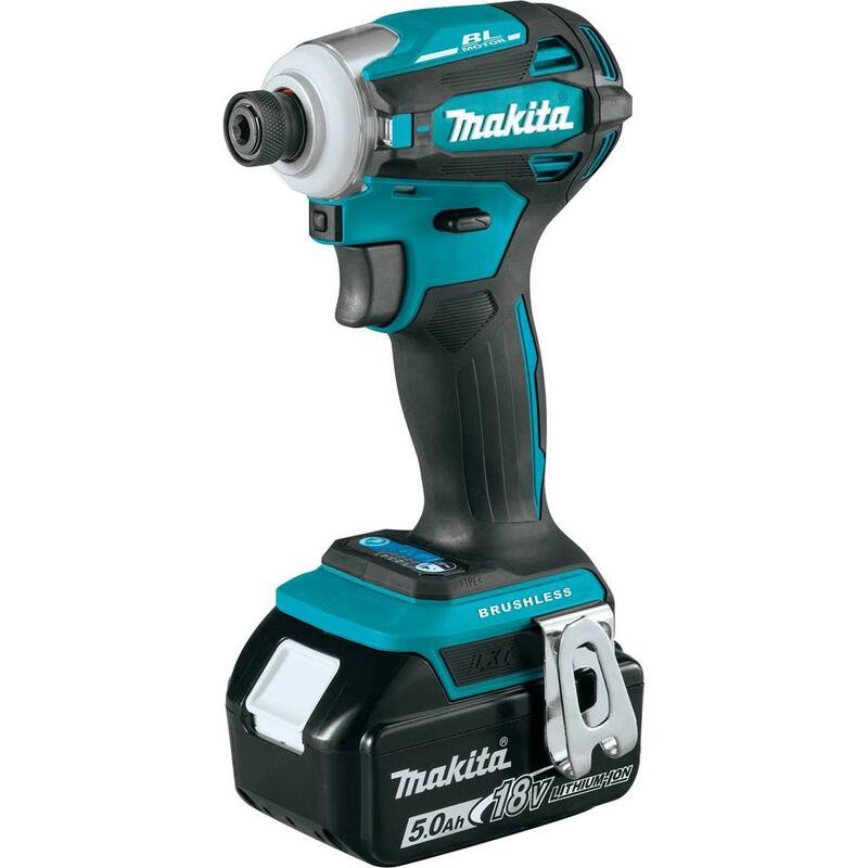 Kit de destornillador de impacto inalámbrico Makita 18V LXT de ion de litio sin escobillas con modo de cambio rápido de 4 velocidades, 5.0Ah - XDT19T