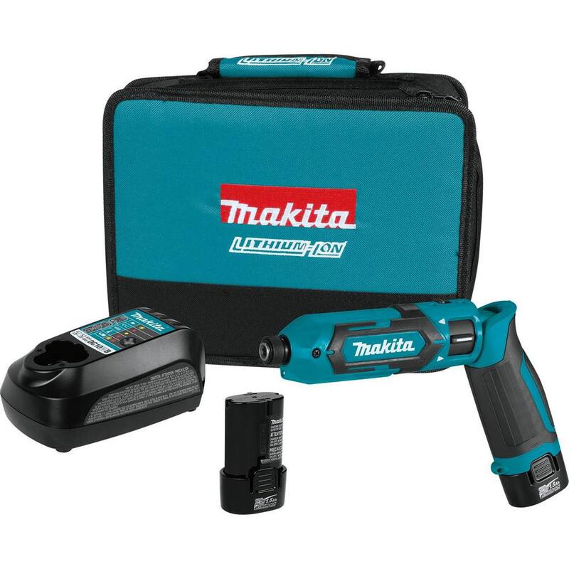 Juego de destornillador de impacto inalámbrico de 1/4 de pulgada con batería de iones de litio de 7.2V - TD022DSE de Makita
