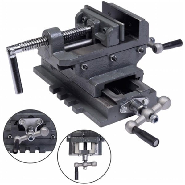 Swivel 4 in. Cross Drill Press Vise X-Y Clamp Machine Slide Metal Milling 2 Way Heavy Duty, Dark Gray - SW2629071