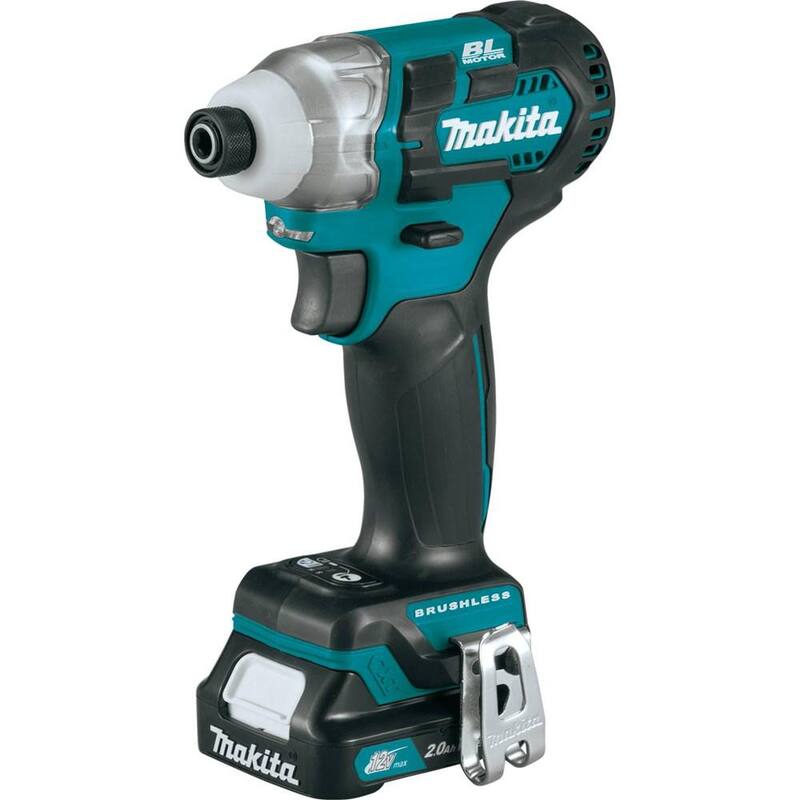 Kit de Impacto Inalámbrico con Motor sin Escobillas de Litio-ion de 1/4 de pulgada Makita 12V max CXT con (2) Baterías 2.0Ah, Cargador y Estuche Resistente - DT04R1