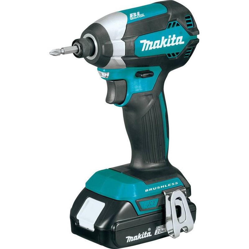 Kit de destornillador de impacto inalámbrico compacto Makita 18V LXT de iones de litio sin escobillas de 1/4 de pulgada con (2) baterías de 2.0Ah, cargador y estuche - XDT13R