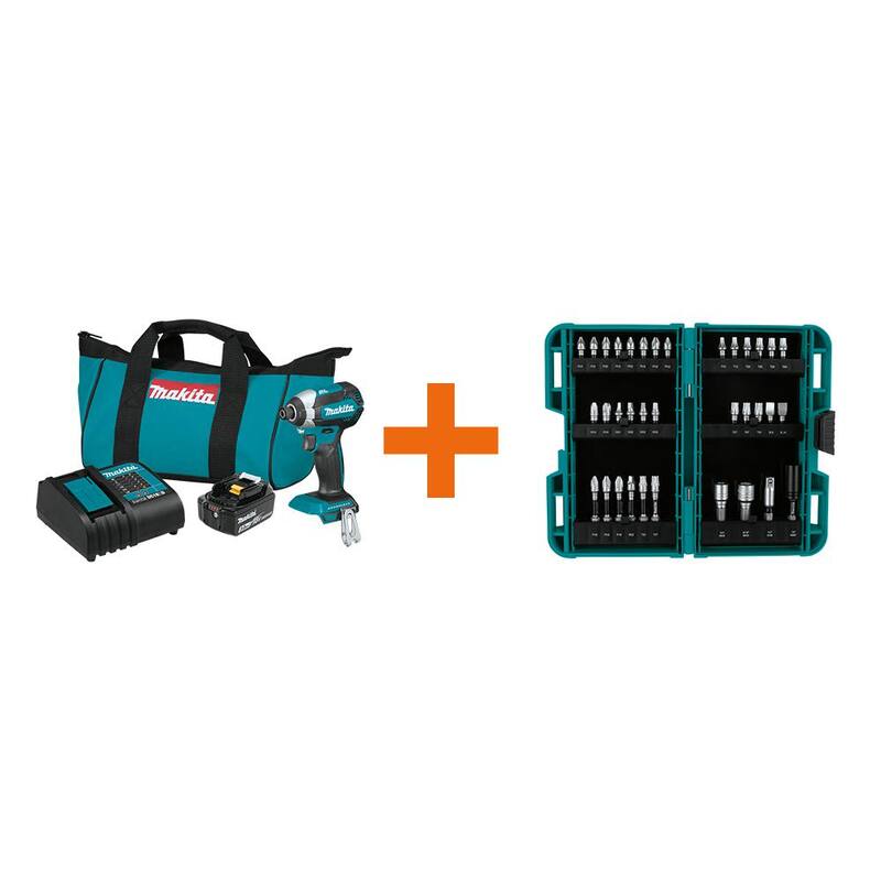 Juego de impacto inalámbrico sin escobillas de litio-ion de 18V LXT de Makita (3.0Ah) con juego de 35 puntas de impacto Impact XPS - XDT131E-01666