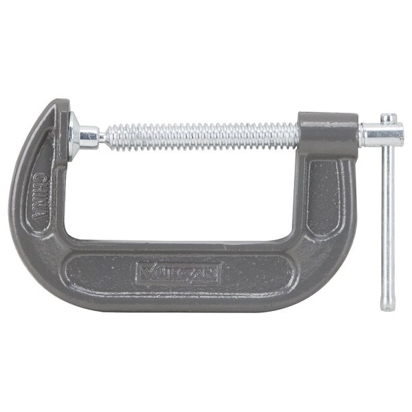 Vulcan C-Clamp, 4 in Max Opening Size, 1-3/4 in D Throat, Steel Body, Gray Body - JL27363