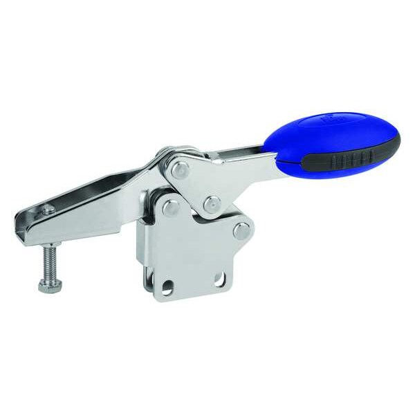 Kipp Toggle Clamp Horizontal, Foot Vert. F1=2000, Clamping Spindle M08X45, Stainless Steel, Blue - K0661.108001