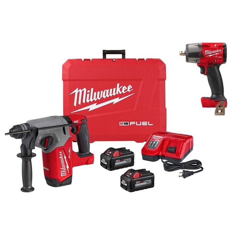 Kit de martillo rotativo sin escobillas SDS-Plus inalámbrico Milwaukee M18 FUEL 18V de 18V de iones de litio con impacto de torsión media M18 FUEL - 2912-22-2962P-20