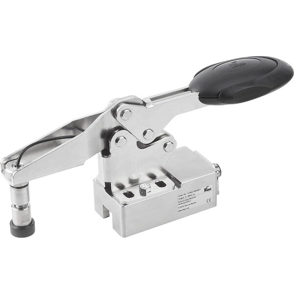 Kipp Toggle Clamp Horizontal W.Safety Interl.A.Force Se D=M08, F4=1400, C1=Max.18, 4, Stainless Steel,  - K1463.10810011