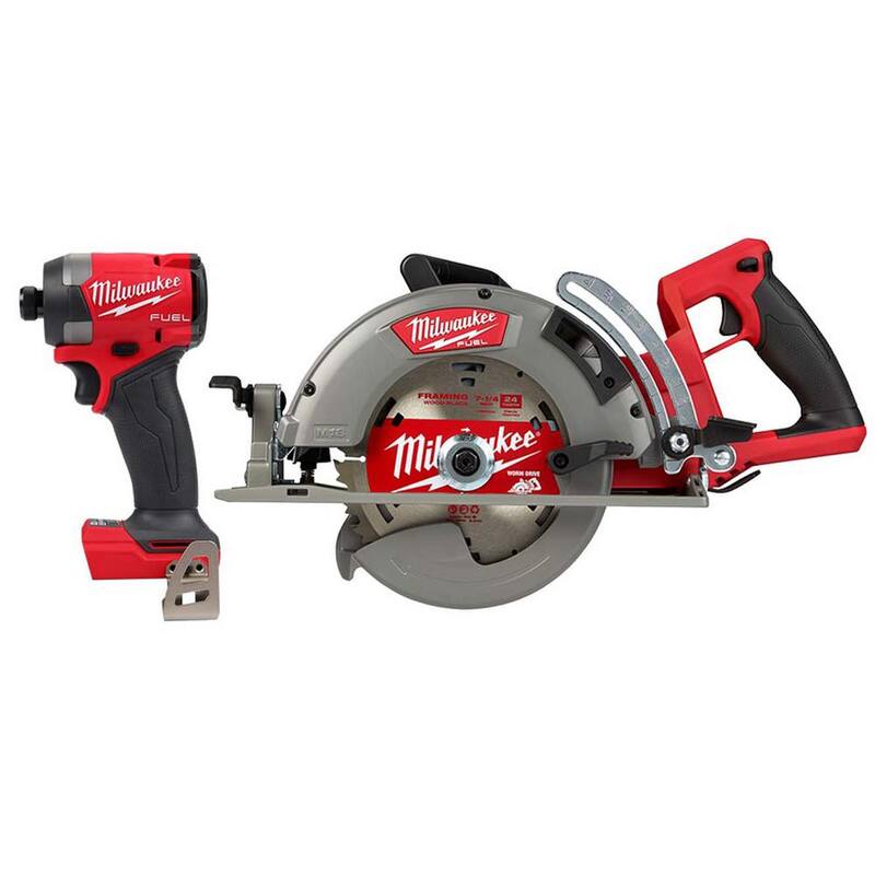 Milwaukee M18 FUEL 18-Volt Lithium-Ion Brushless Cordless 1/4 in. Hex Impact Driver y 7-1/4 in. Sierra Circular con Mango Trasero - 2953-20-2830-20.