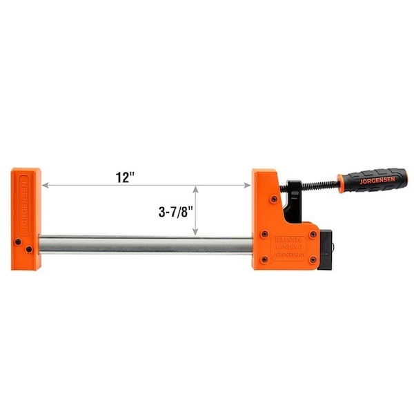 Jorgensen Jaw Bar Clamp, 1500 lb, 12 in Max Opening Size, 3-7/8 in D Throat, Plastic/Steel Body - 8012
