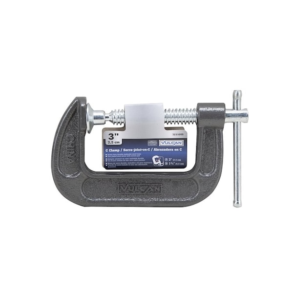Vulcan C-Clamp, 3 in Max Opening Size, 1-3/4 in D Throat, Steel Body, Gray Body - JL27362