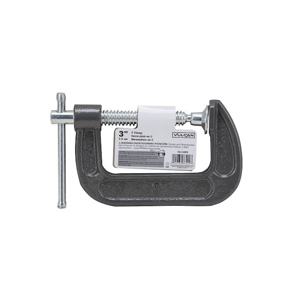 Vulcan C-Clamp, 3 in Max Opening Size, 1-3/4 in D Throat, Steel Body, Gray Body - JL27362
