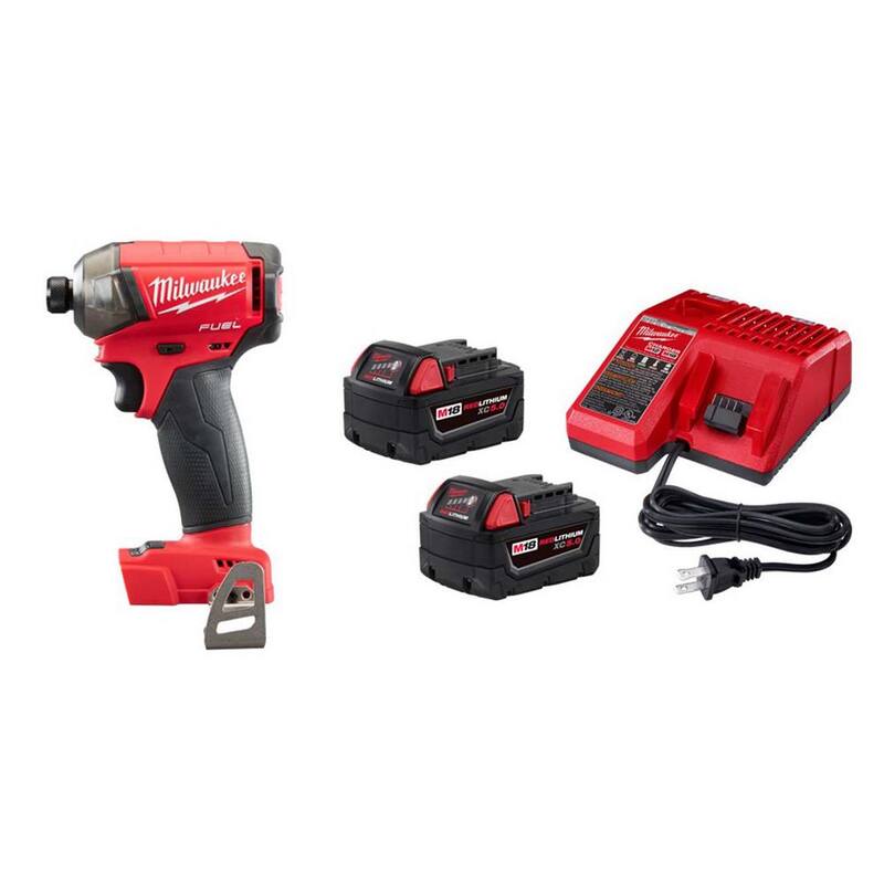 Milwaukee M18 FUEL SURGE 18V Lithium-Ion Brushless Cordless 1/4 in. Hex Impact Driver con (2) Baterías 5.0Ah y Cargador - 2760-20-48-59-1852B
