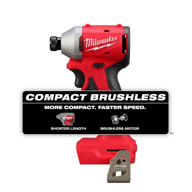 Milwaukee M18 18-Volt Lithium-Ion Brushless Cordless 1/4 in. Compact Impact Driver con Batería M18 5.0Ah y Cargador - 3650-20-48-59-1850