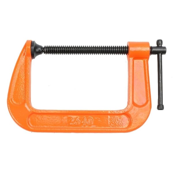 Pony Classic C-Clamp, 800 lb Clamping, 4 in Max Opening Size, 3 in D Throat, Ductile Iron Body, Orange Body - 2640