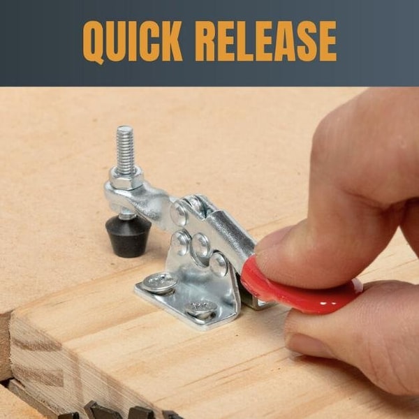 Powertec Toggle Clamp, 60 lbs Cap., 201A Quick Release Horizontal Clamps, Antislip Rubber Pressure Tip, 4PK - 20329N